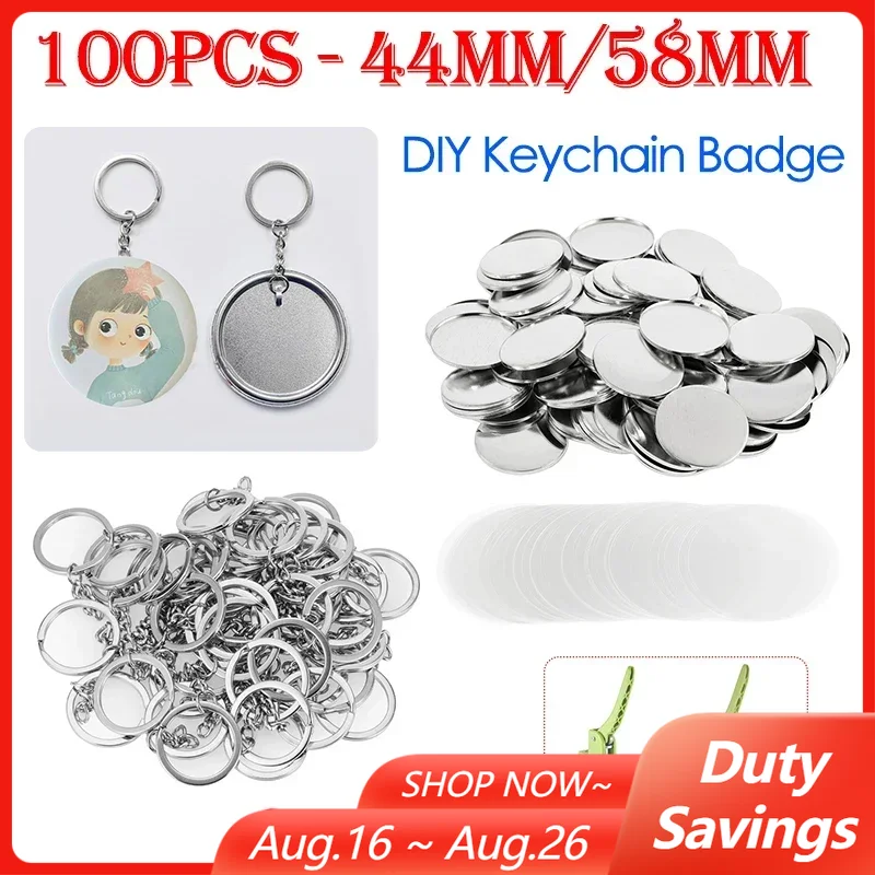 Button Badge Blank - 100 adet 44mm 58mm anahtarlıklar rozet