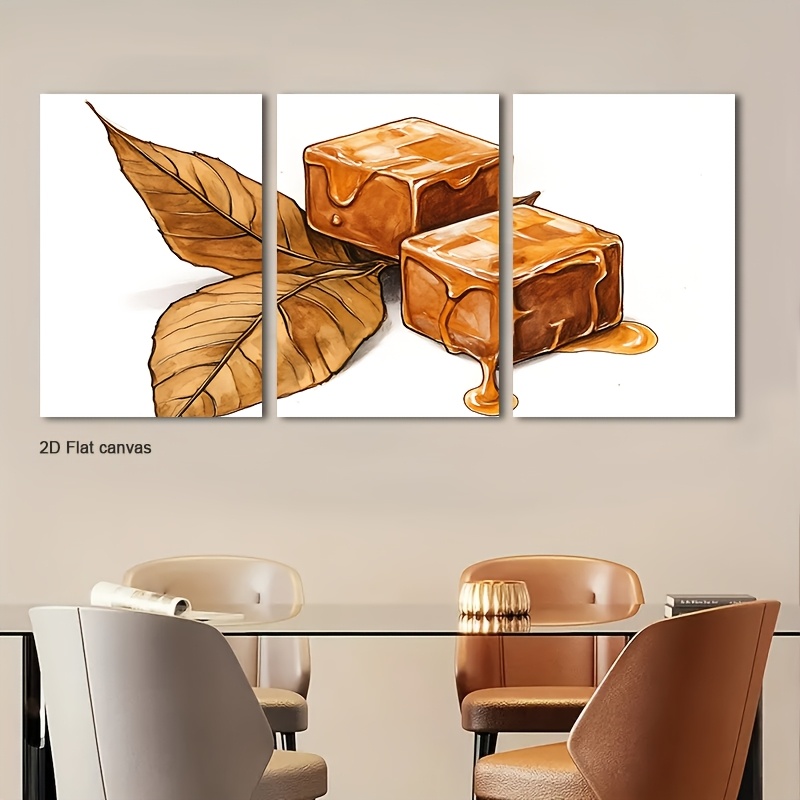 Canvas Wrap Ready - Çerçevesiz 3 Parçalı Modern Karamel &
